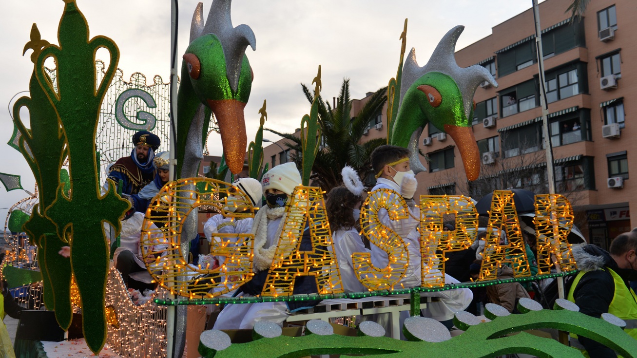 Carroza de Melchor en la cabalgata de Reyes de 2022.