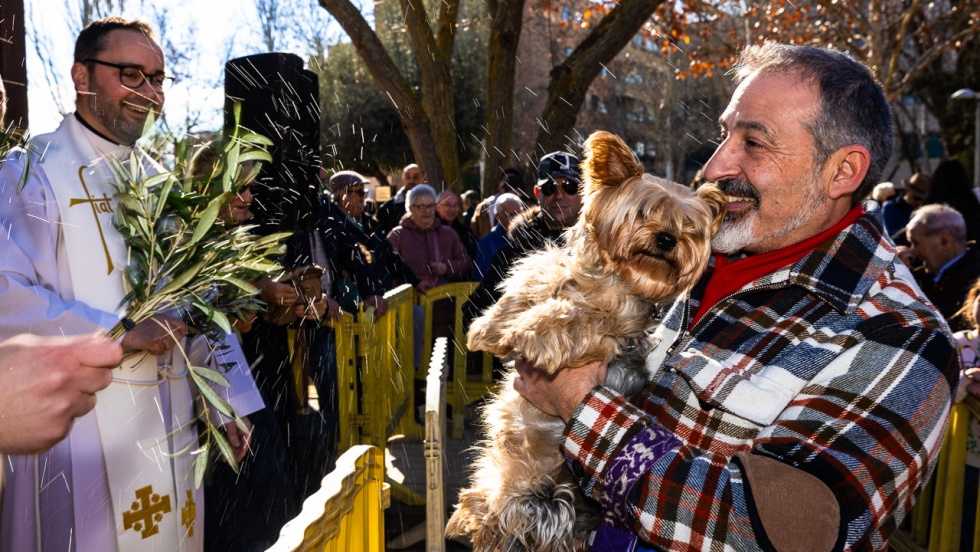 Bendición de un perro en la celebración de San Antón del año pasado.