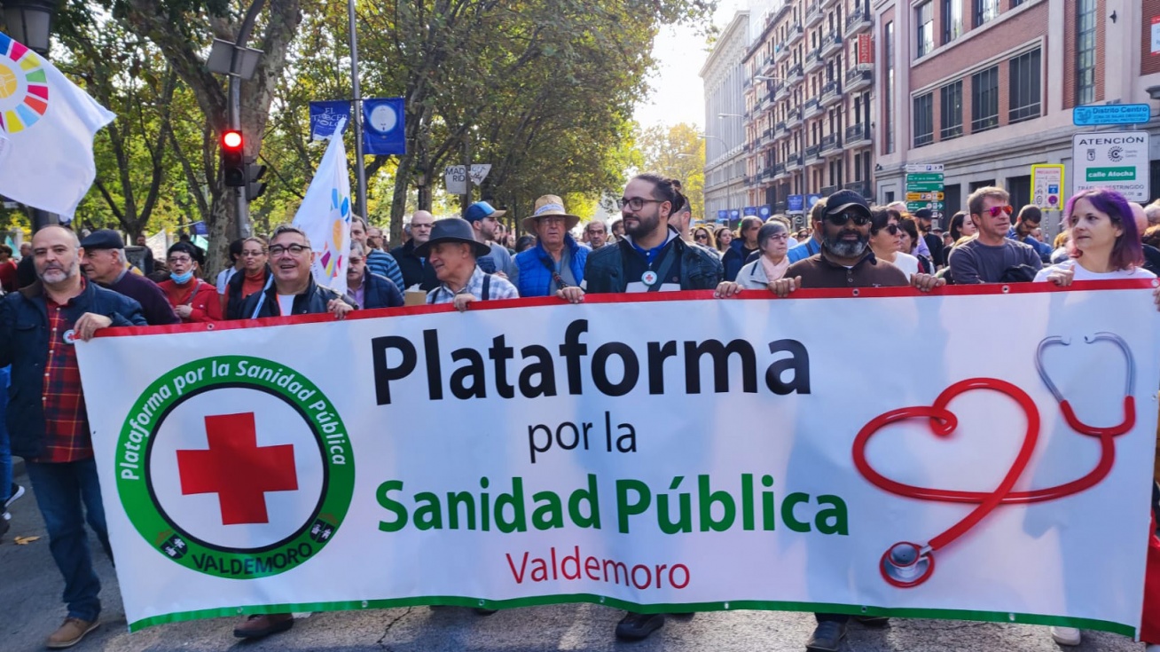 La Plataforma por la Sanidad Pública de Valdemoro, en la manifestación del pasado domingo.