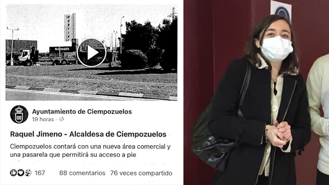 A la izquierda, denuncia del PP. A la derecha, la alcaldesa de Ciempozuelos, Raquel Jimeno.