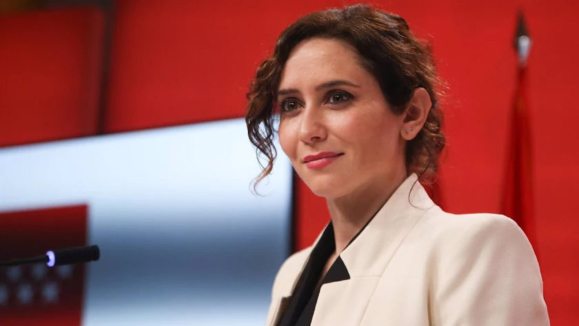 Isabel Díaz Ayuso, en la rueda de prensa del 17 de febrero.