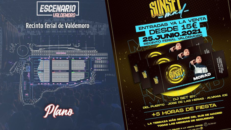 Imágenes compartidas por la promotora de Sunset Mad sobre el festival que iba a tener lugar en Valdemoro.