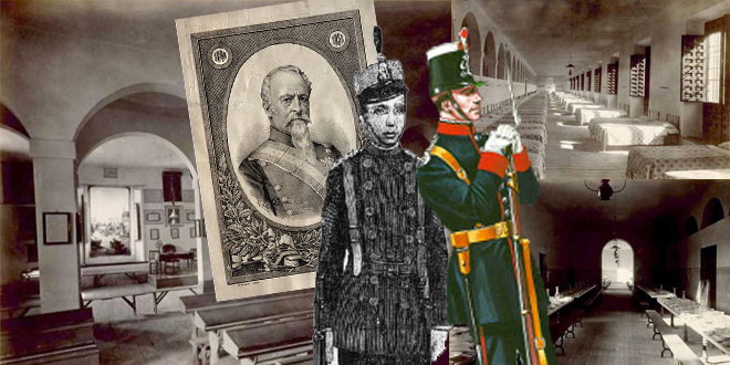 Fotografías y grabados del Colegio de Guardias Jóvenes y su fundador.