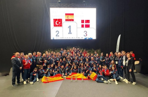 Delegación española de poomsae, campeona de Europa.