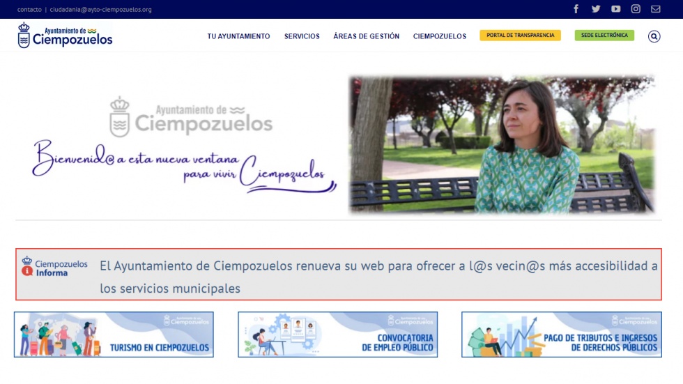 Captura de la p&aacute;gina de inicio de la nueva web.