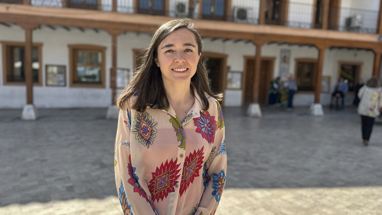 Raquel Jimeno en la plaza de la Constitución.