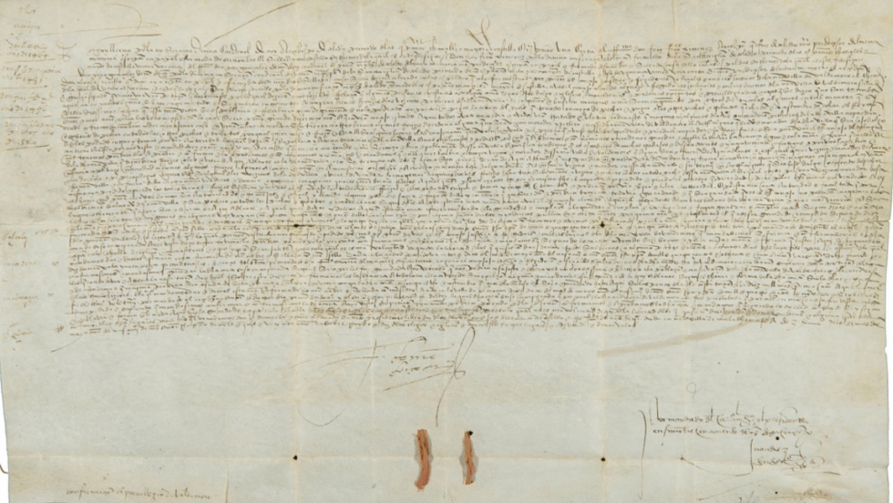La Carta de Privilegio, escrita por el arzobispo de Toledo, Guillermo Croy.