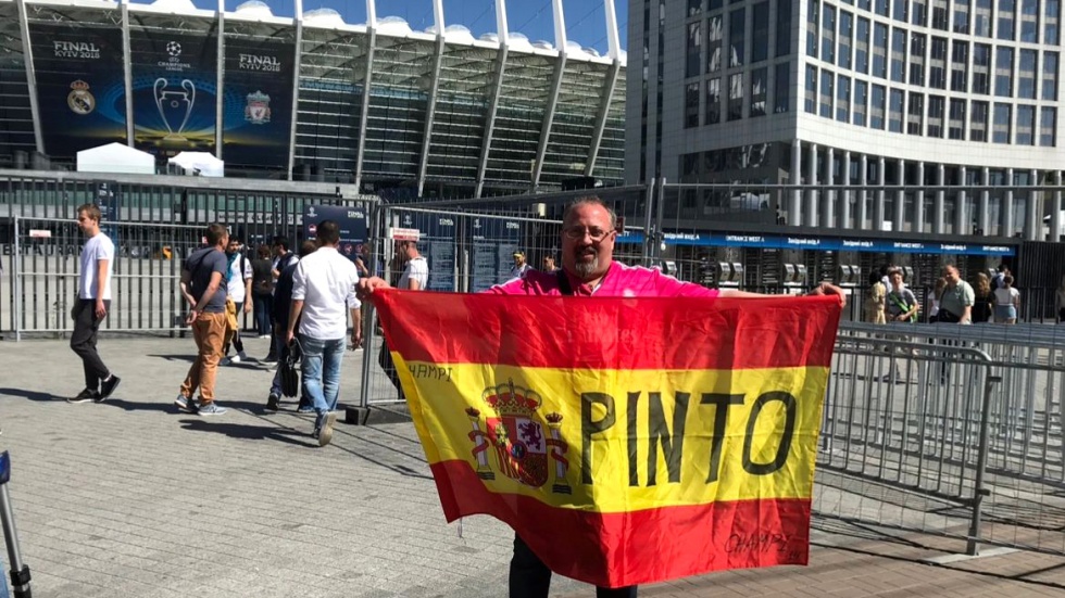 Juan Francisco, apodado "Champi", en la final de Kiev (2018).