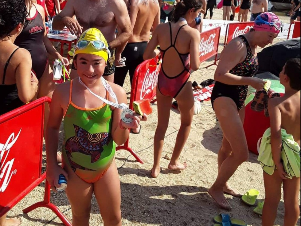 Noelle Pérez celebrando su cuarta plaza.