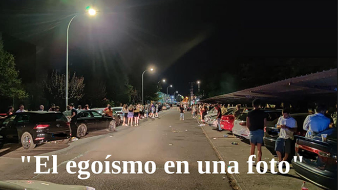 Imagen difundida por la Policía Local de Pinto de un botellón durante el fin de semana.