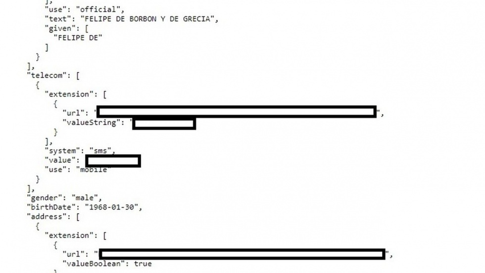 Datos del rey Felipe VI que se han podido ver por el fallo de ciberseguridad de la sanidad madrileña. Telemadrid.