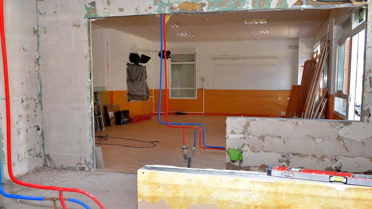 Estado actual de las obras de adecuaci&oacute;n en el colegio de Valdemoro.