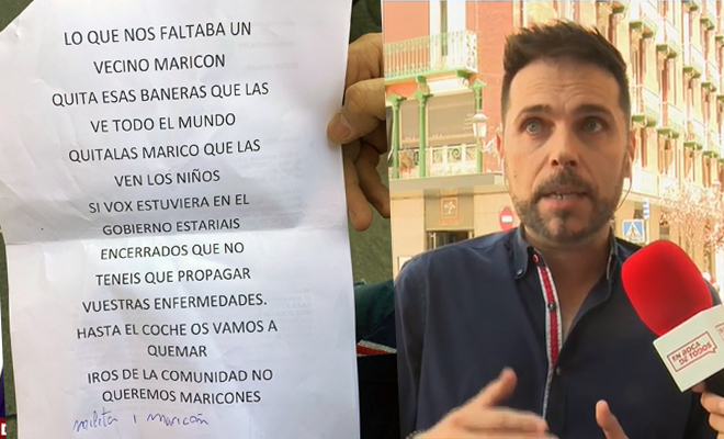 La carta que recibió Alberto vecino de Pinto, entrevistado por Cuatro.