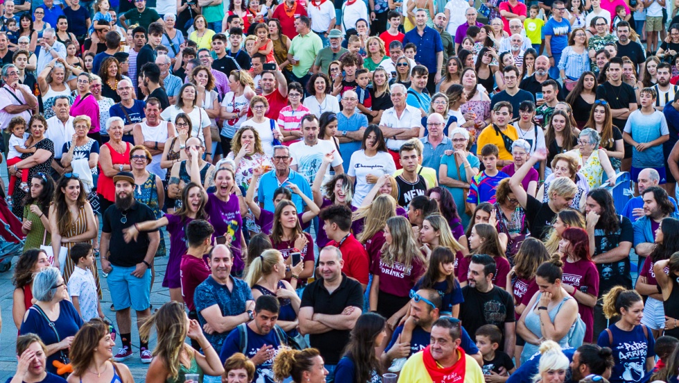 Concentración de peñas en las fiestas de 2019.
