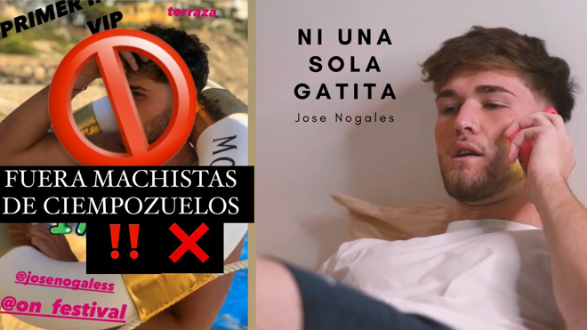 Cartel de la Comisión 8M de Ciempozuelos pidiendo la expulsión de Nogales del festival.