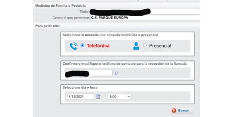 Captura de la cita con el médico de familia más temprana que consiguió la pinteña Lorena Morales.