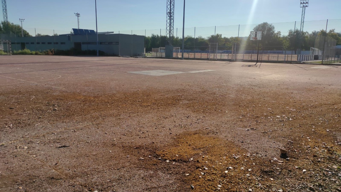 Estado actual de la pista deportiva.