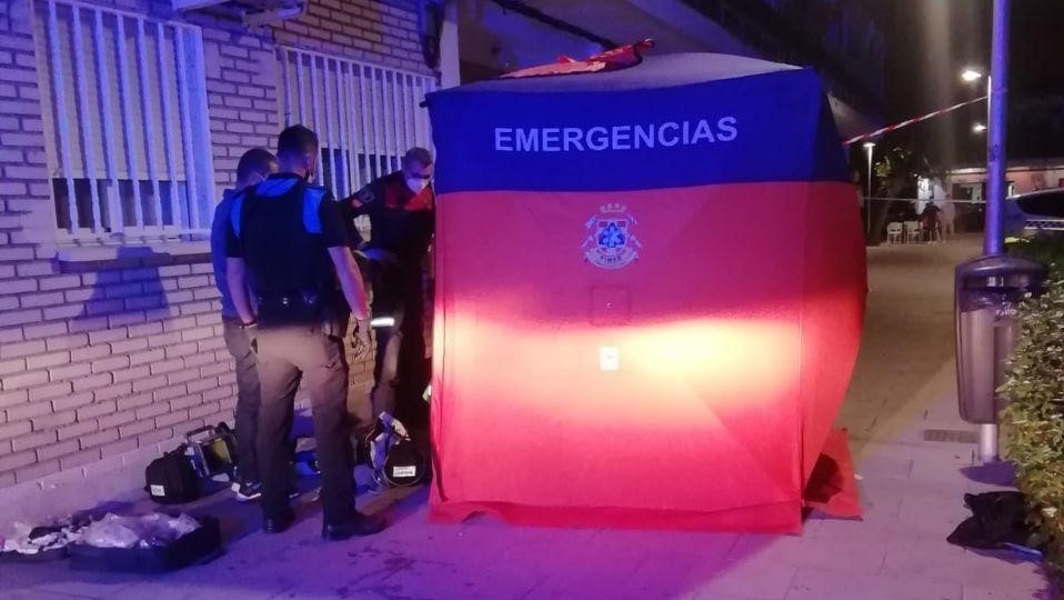 Carpa montada por PIMER-Protección Civil para atender al herido | Img: Policía Local de Pinto.