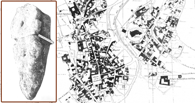 Dibujo de la estela antropomorfa hallada en Pinto.