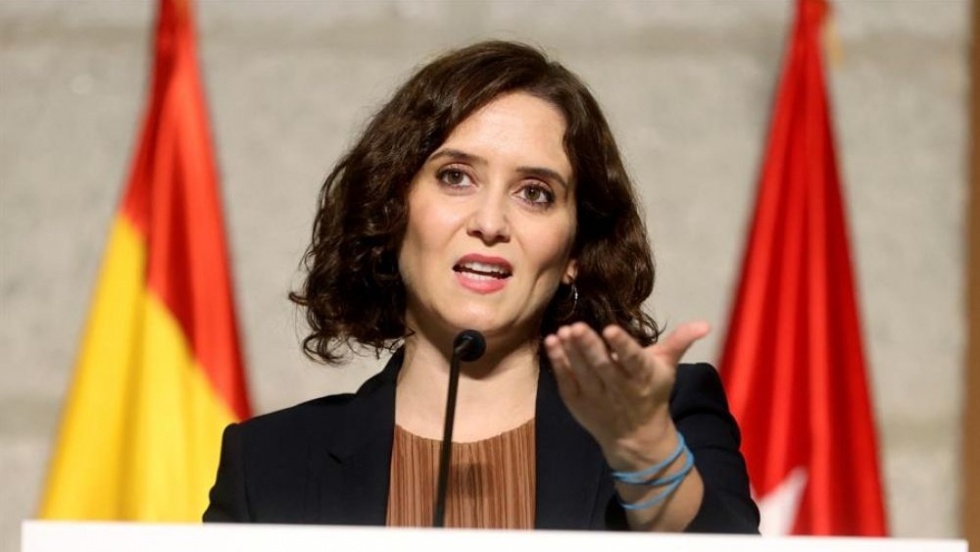 Isabel Díaz Ayuso durante una comparecencia.