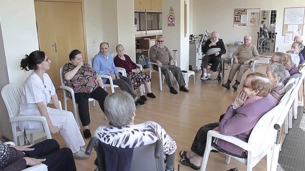 Usuarios de una residencia de mayores de Valdemoro.