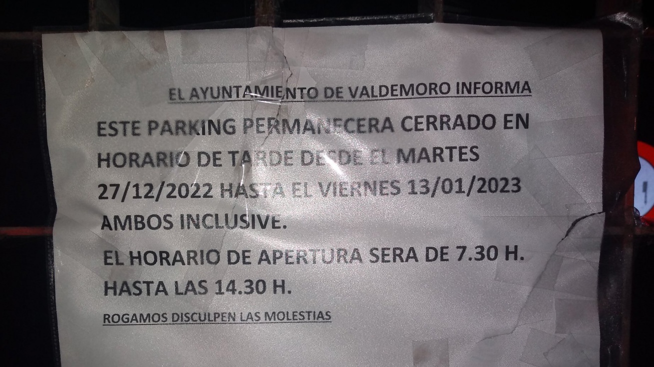Comunicado del Ayuntamiento sobre el cierre del parking | ACUSVAL