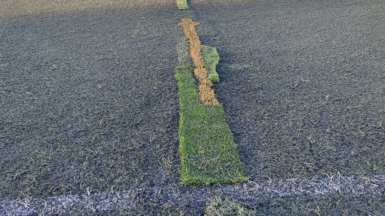 El arreglo del campo que ha levantado la prohibición de la Federación de Fútbol de Madrid | Foto cedida por el padre de un jugador