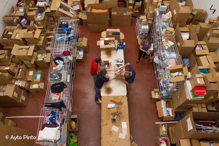 Productos recaudados en la campaña 'Pinto con los refugiados'.