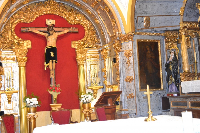 Interior de la ermita de la Hermandad del Santísimo Cristo del Calvario.