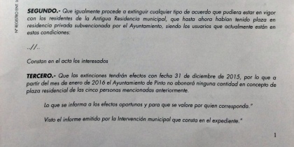 La Justicia anula el fin de las prestaciones económicas a cinco ancianos de la residencia Dolores Soria de Pinto.